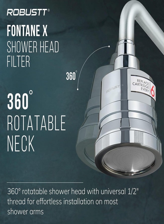 روبوست فلتر دش فونتان إكس المتين مع رأس دش | قطر 4 بوصات | مُنعم مياه عسرة من 15 مرحلة للاستحمام والمنزل | يقلل من تساقط الشعر وجفاف البشرة | يزيل الكلور والشوائب والروائح الكريهة - Image 3